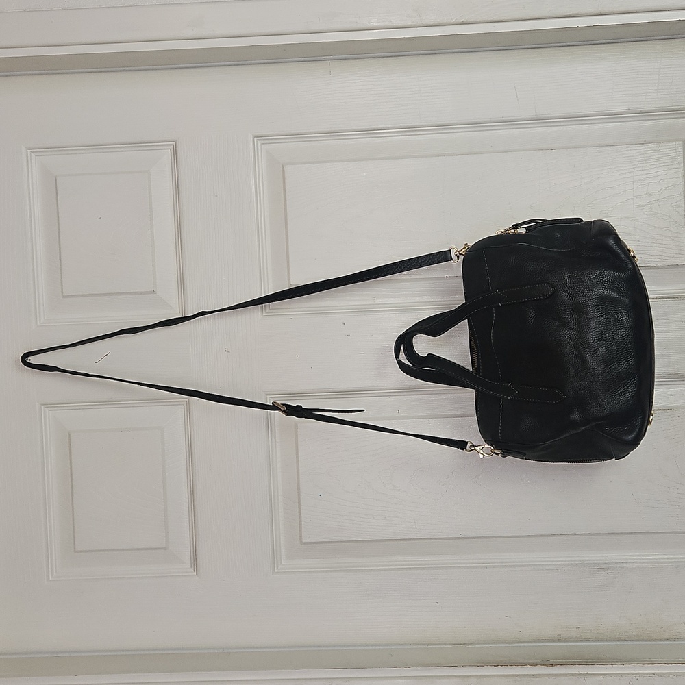 Fossil Black Crossbody Bag Satchel Pebbled Leather - Picture 10 of 16